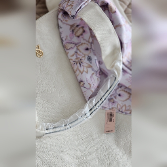 Victoria's Secret White Tote Bag with Floral Scarf - Picture 8 of 8